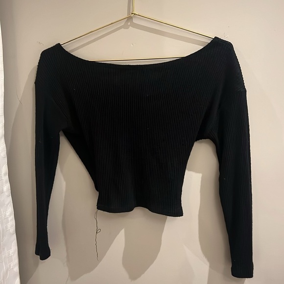 Black Knit Wrap Top - Picture 3 of 3